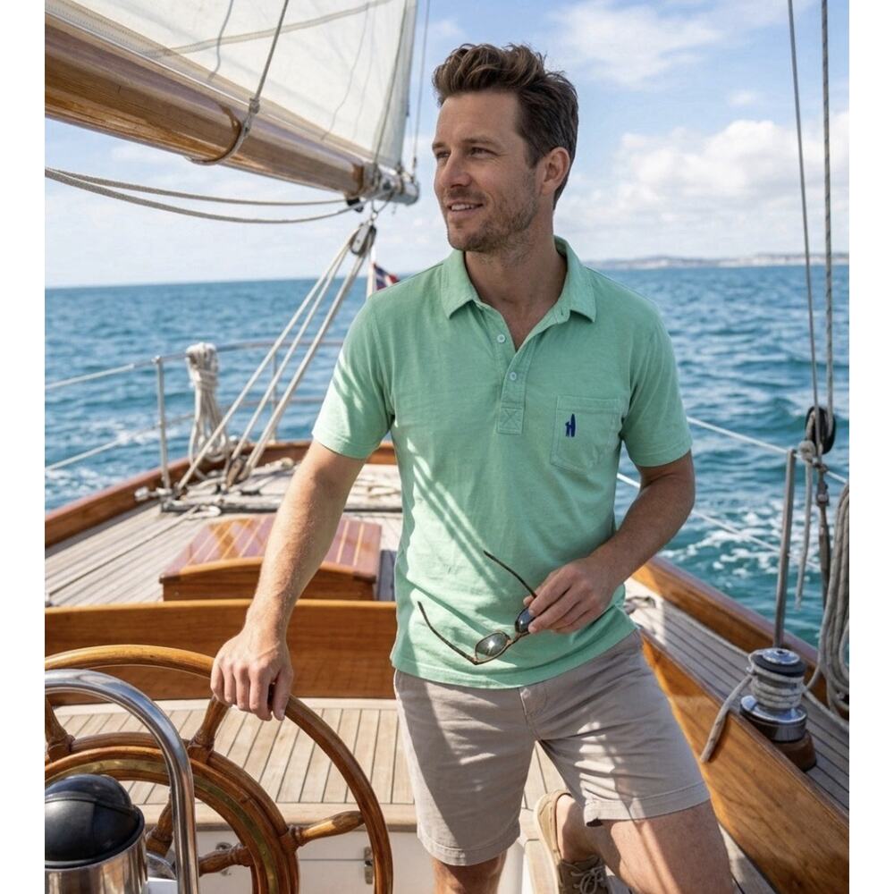 johnnie-O Polo Shirt Mint Green Pocket Short Sleeve Preppy Golf Casual XL